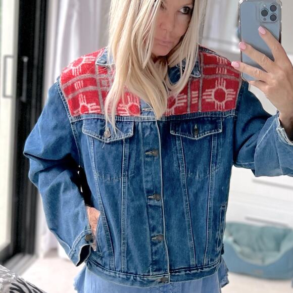 Made in England RANCH EXIT denim jacket western accents XL pristine - Picture 1 of 11